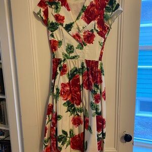 Pinup Couture Retro Rose Dress - M